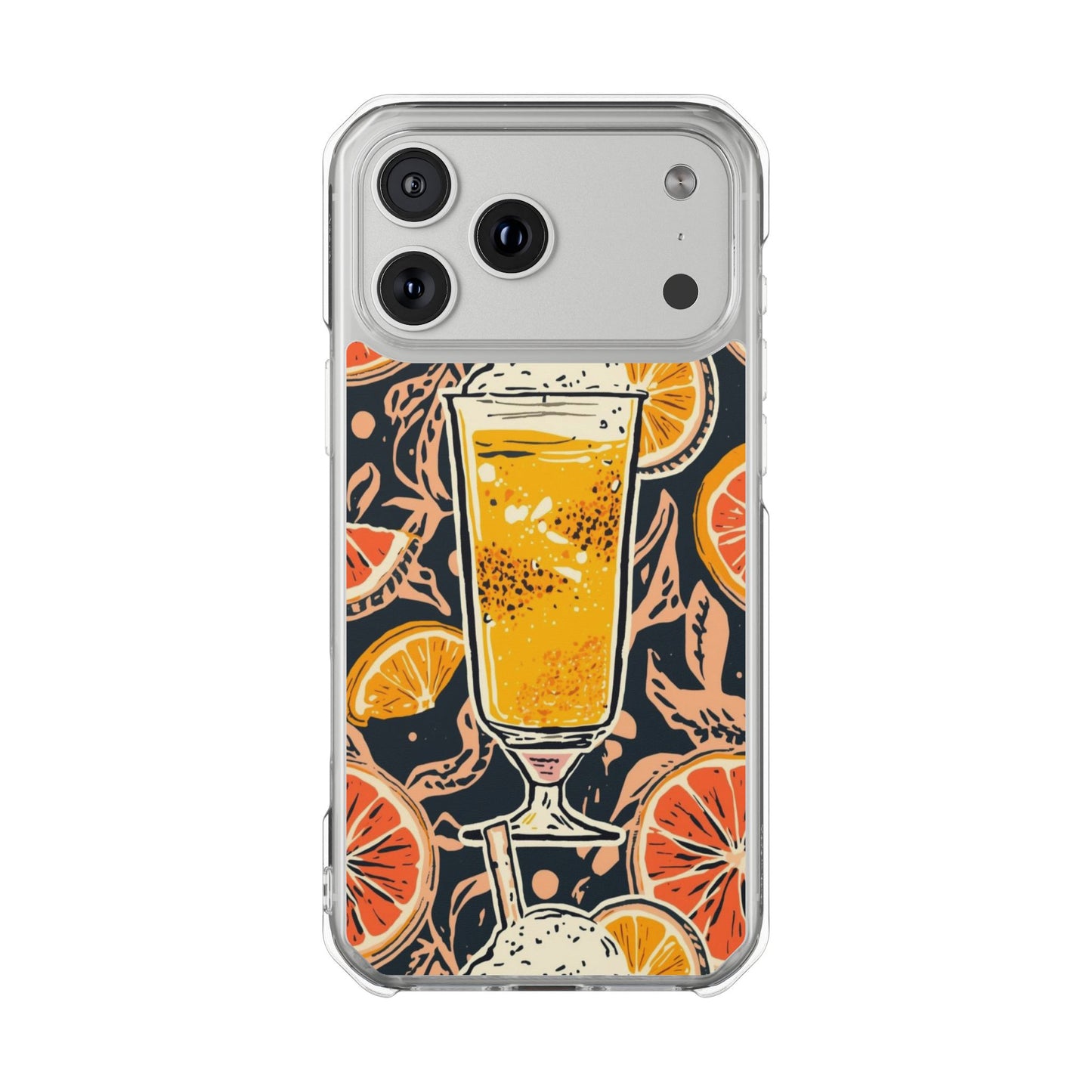 Clear Magnetic Phone Case — Citrus Beer Glass Design