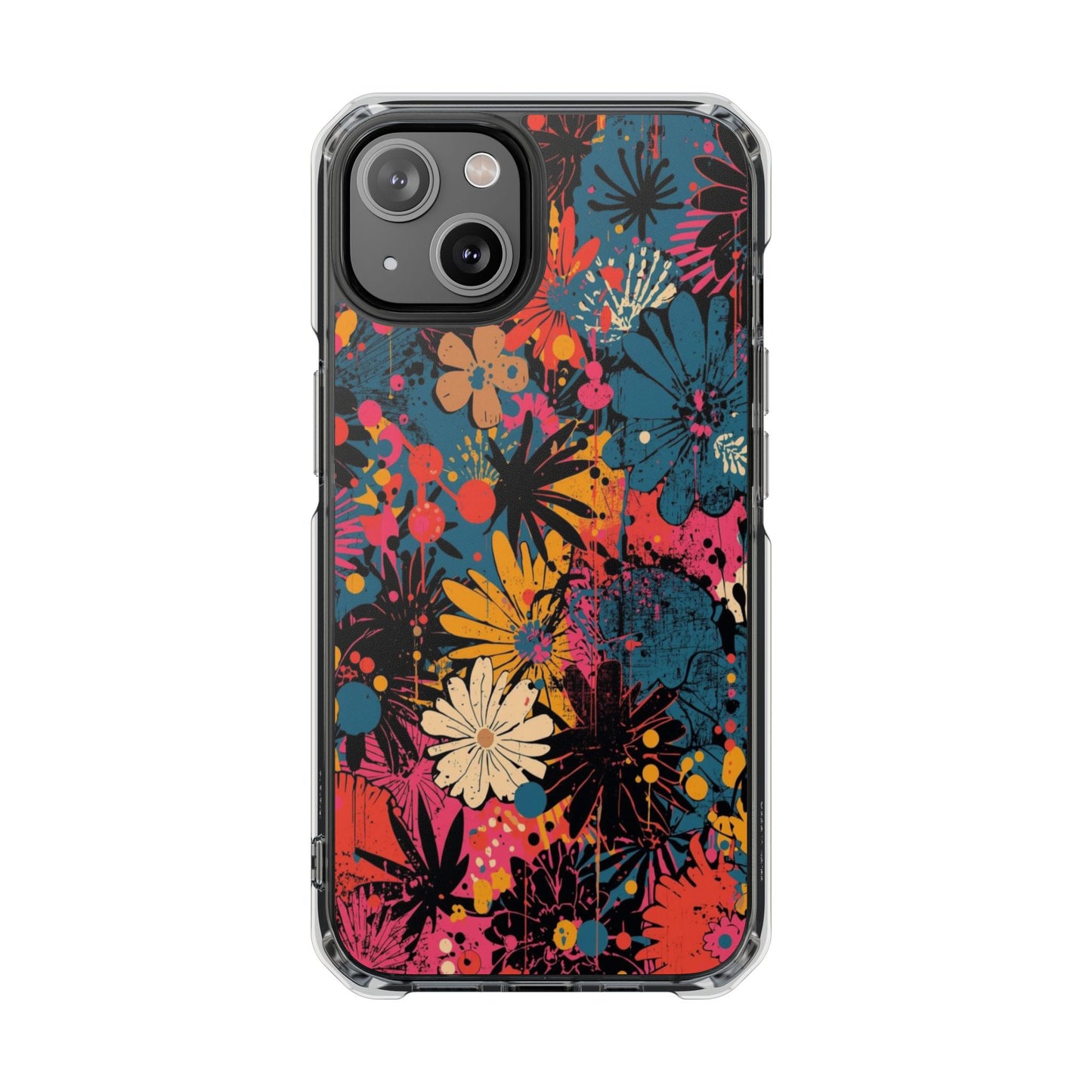 Clear Magnetic Phone Case — Colorful Floral Impact Protection