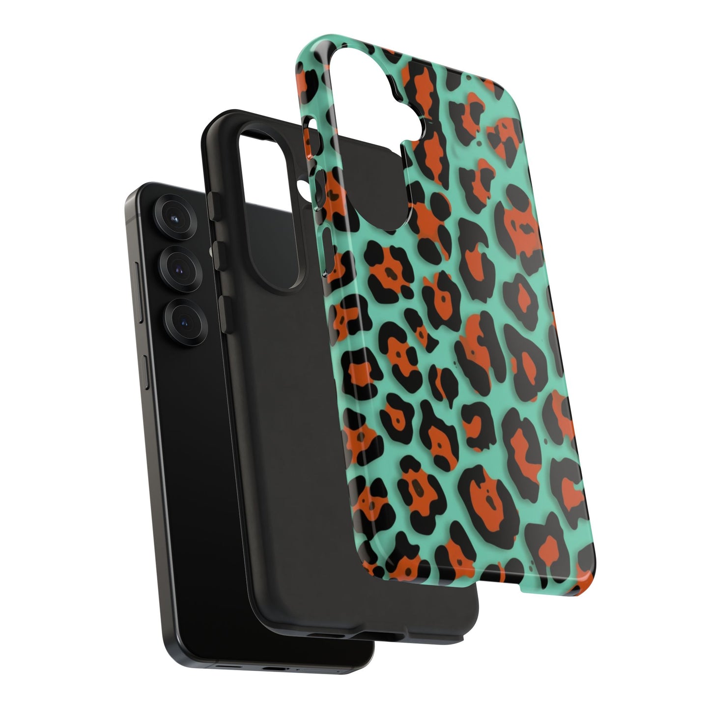 Teal & Rust Leopard Phone Case — Tough Protective Animal Print
