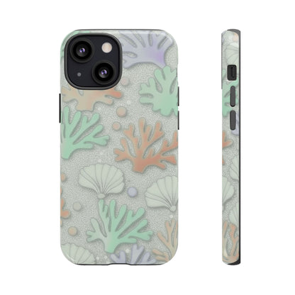 Pastel Coral Reef Tough Phone Case – Sea Shell & Coral Pattern Durable Protector