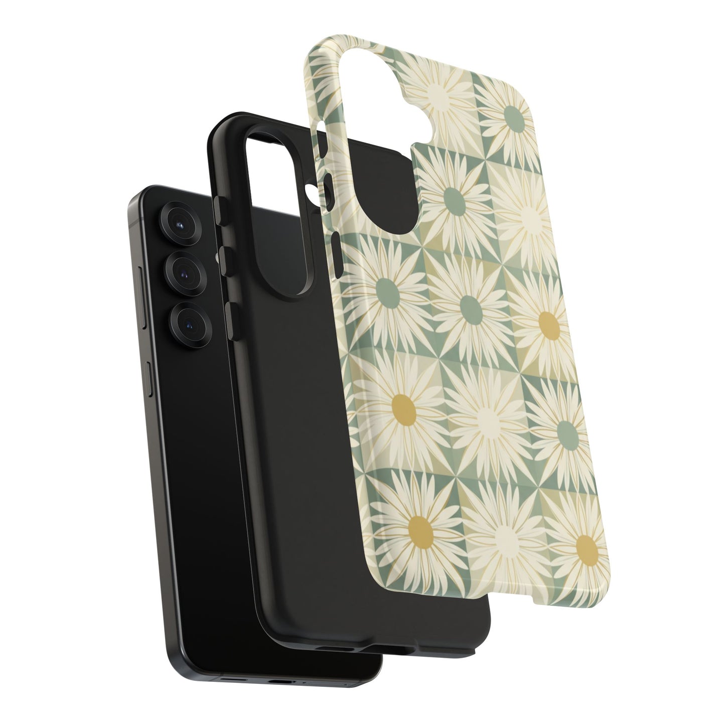 Retro Daisy Tough Phone Case — Vintage Floral Protective Cover for iPhone