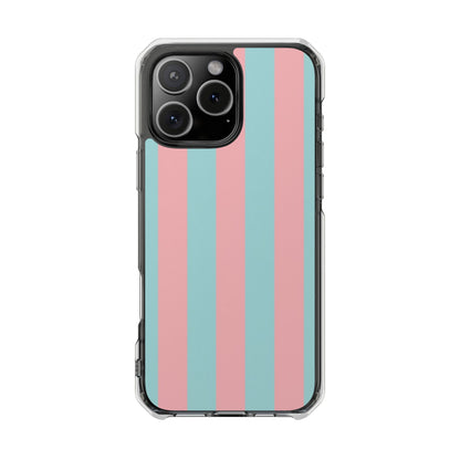 Pink and Blue Stripe Magnetic Clear Phone Case