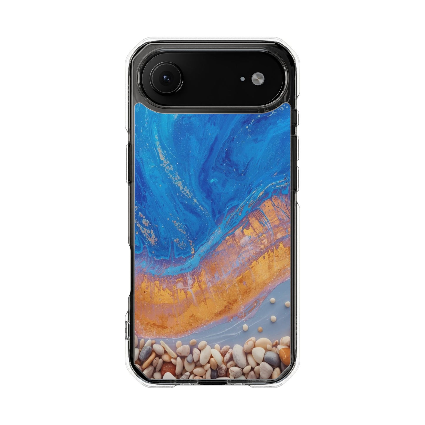 Clear Magnetic Impact Phone Case — Blue Ocean Resin & Pebble Design