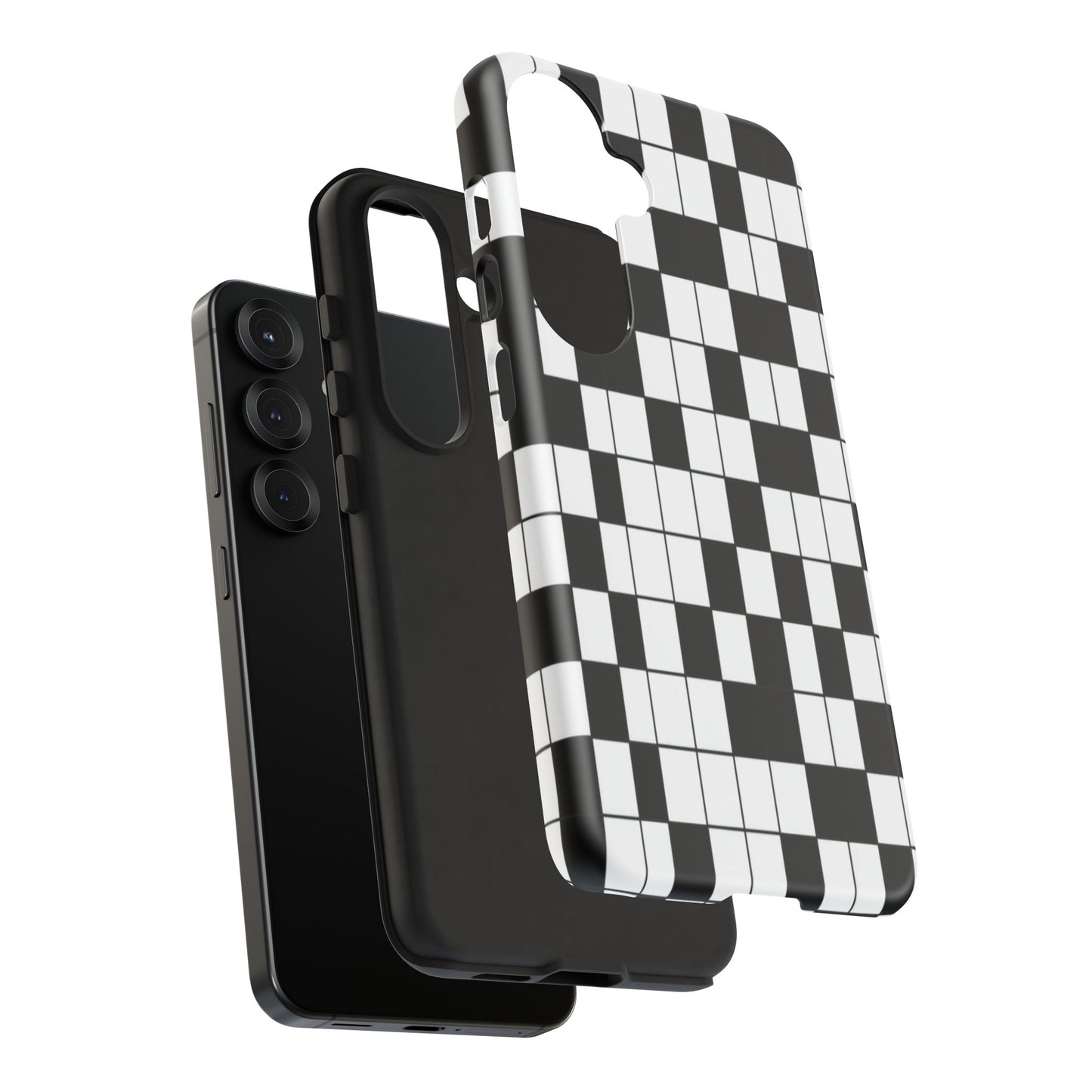 Crossword Grid Phone Case — Black & White Puzzle Pattern Tough Phone Cover