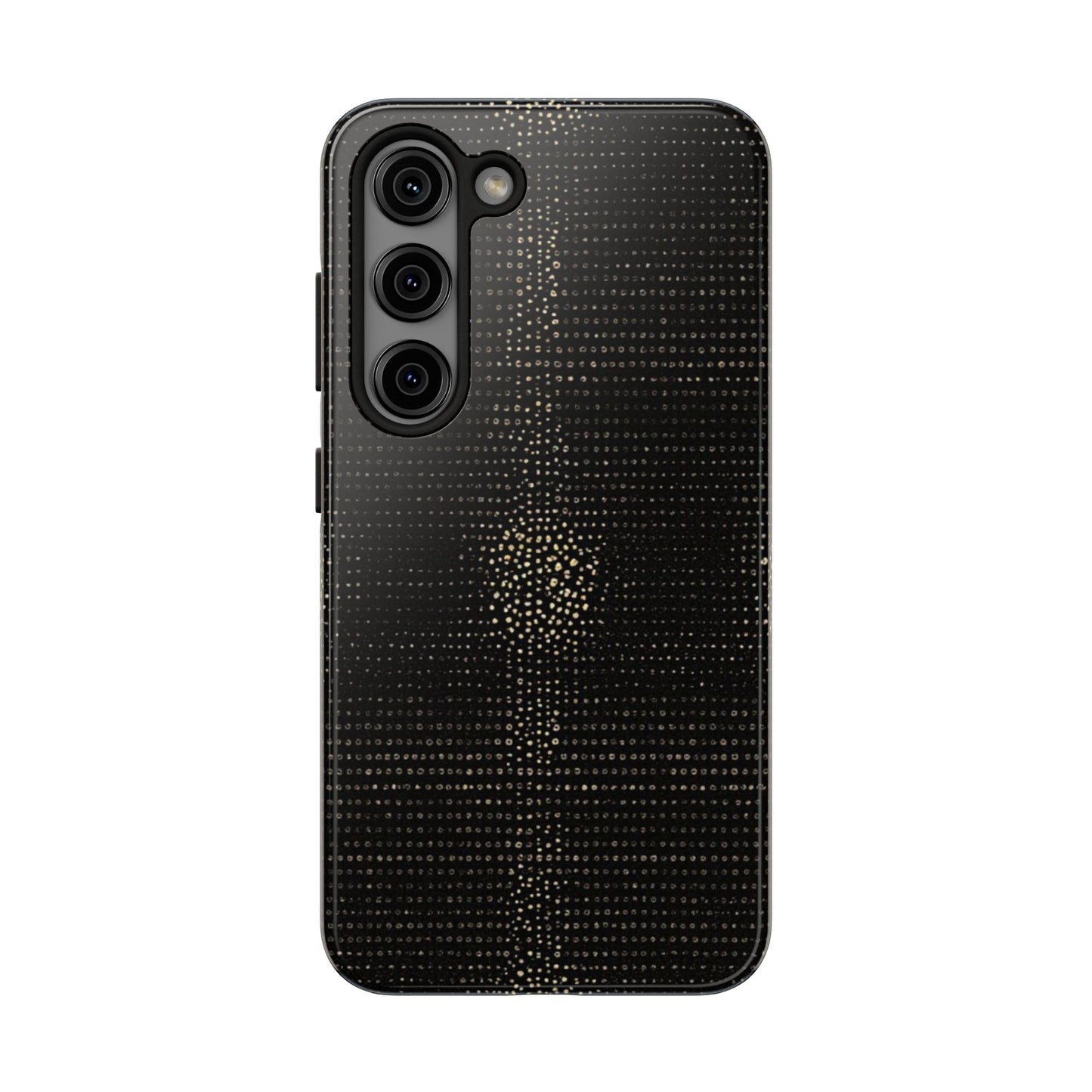Tough Phone Case — Black Textured Metallic Dot Shield