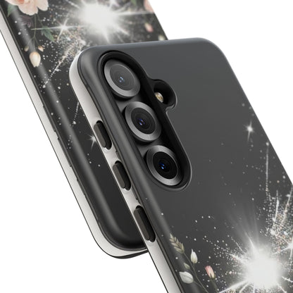 Floral Burst Phone Case — Protective Black Sparkle Design