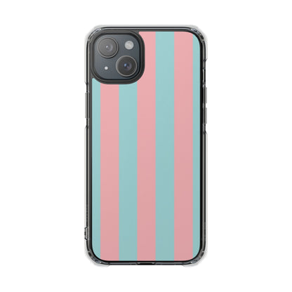 Pink and Blue Stripe Magnetic Clear Phone Case