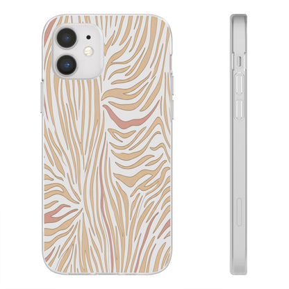 Neutral Zebra Print Flexi Case — Beige & Rose Gold Animal Pattern Phone Cover