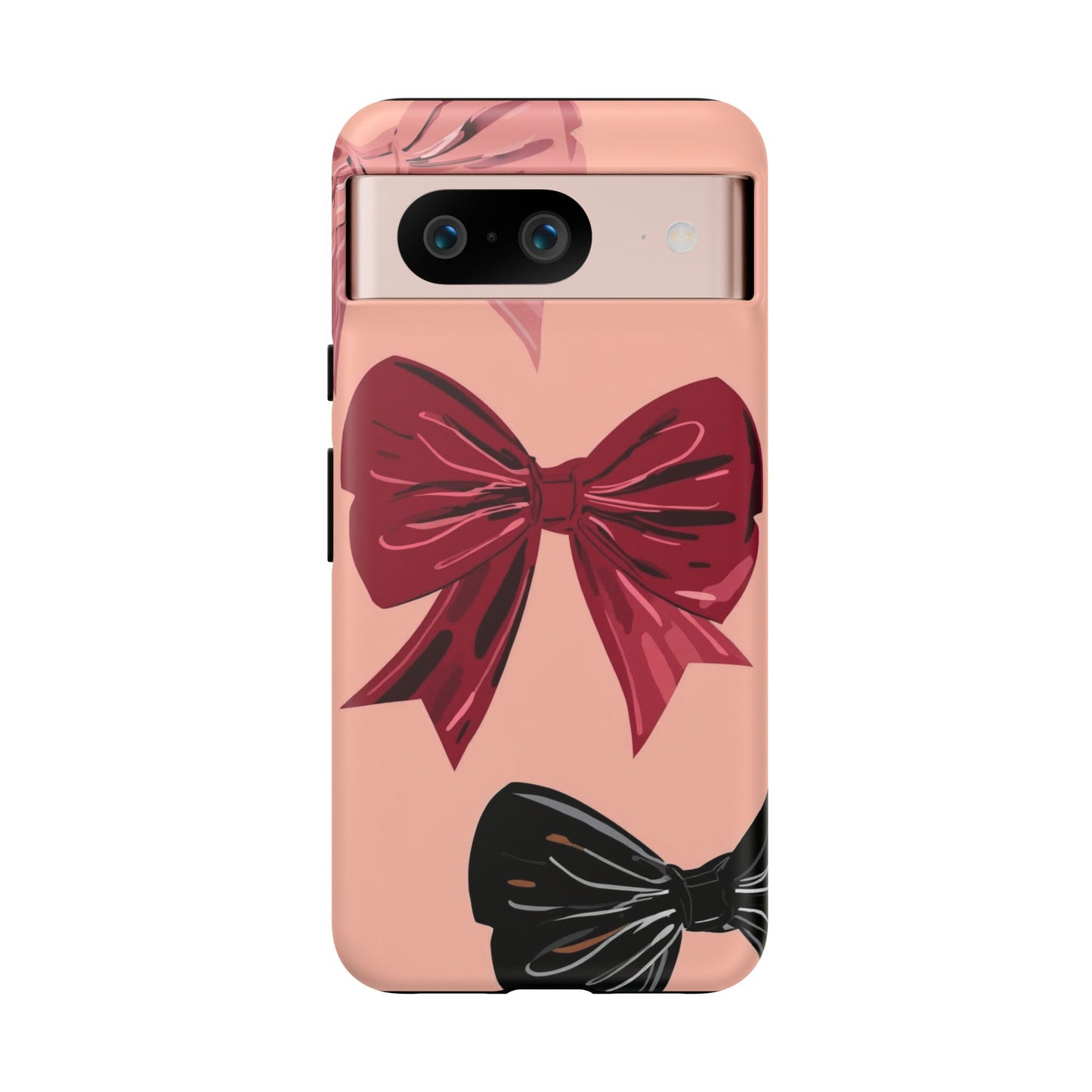 Bow Pattern Tough Phone Case — Pink, Red & Black Decorative Bows