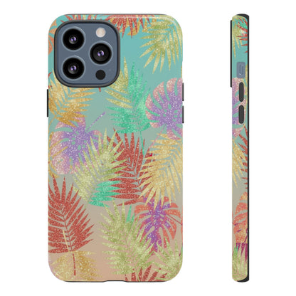 Tropical Palm Leaf Tough Phone Case – Colorful Pastel Botanical Protection