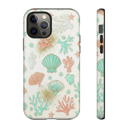 Seashell Coral Phone Case — Pastel Beach Shells Protective Tough Case