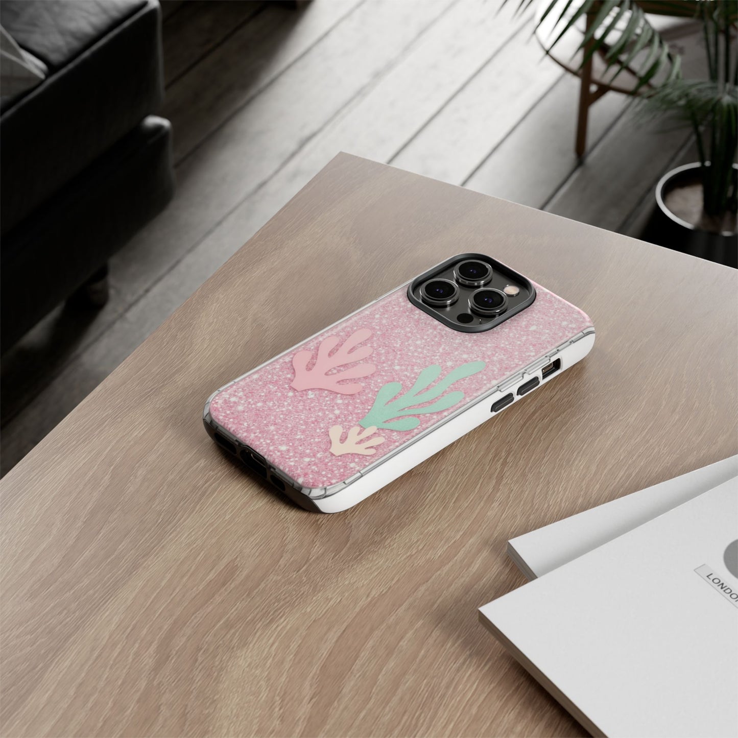 Pink Glitter Seaweed Tough Case - Sparkle Protective Phone Cover