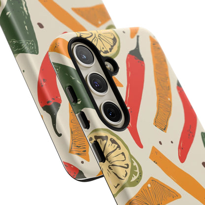 Spicy Peppers Phone Case – Colorful Chili, Lime & Citrus Pattern