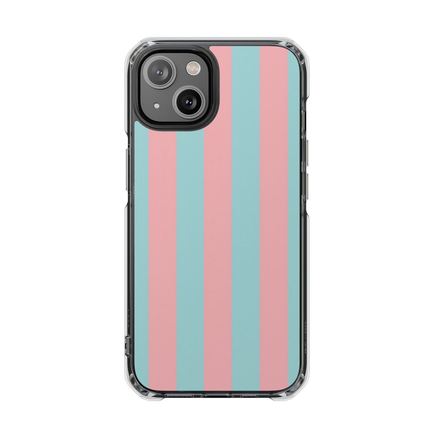 Pink and Blue Stripe Magnetic Clear Phone Case