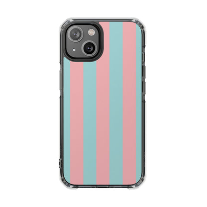 Pink and Blue Stripe Magnetic Clear Phone Case
