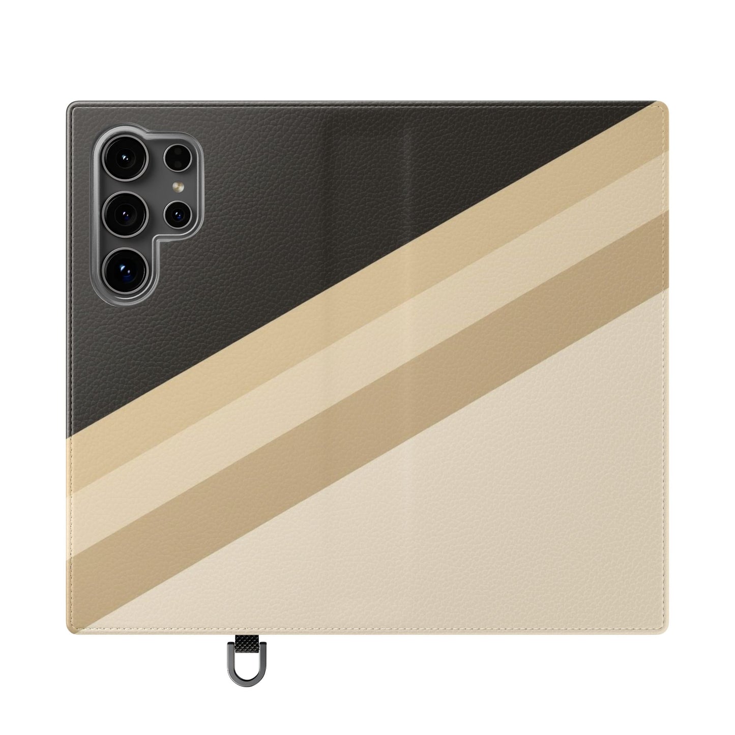 Retro Neutral Stripe Flip Phone Case — Wallet Folio with Card Slots