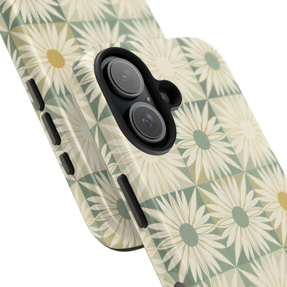 Retro Daisy Tough Phone Case — Vintage Floral Protective Cover for iPhone
