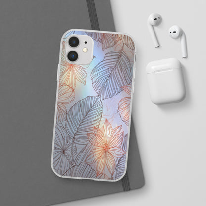 Floral Holographic Phone Case — Iridescent Leaves & Flowers Flexi Case