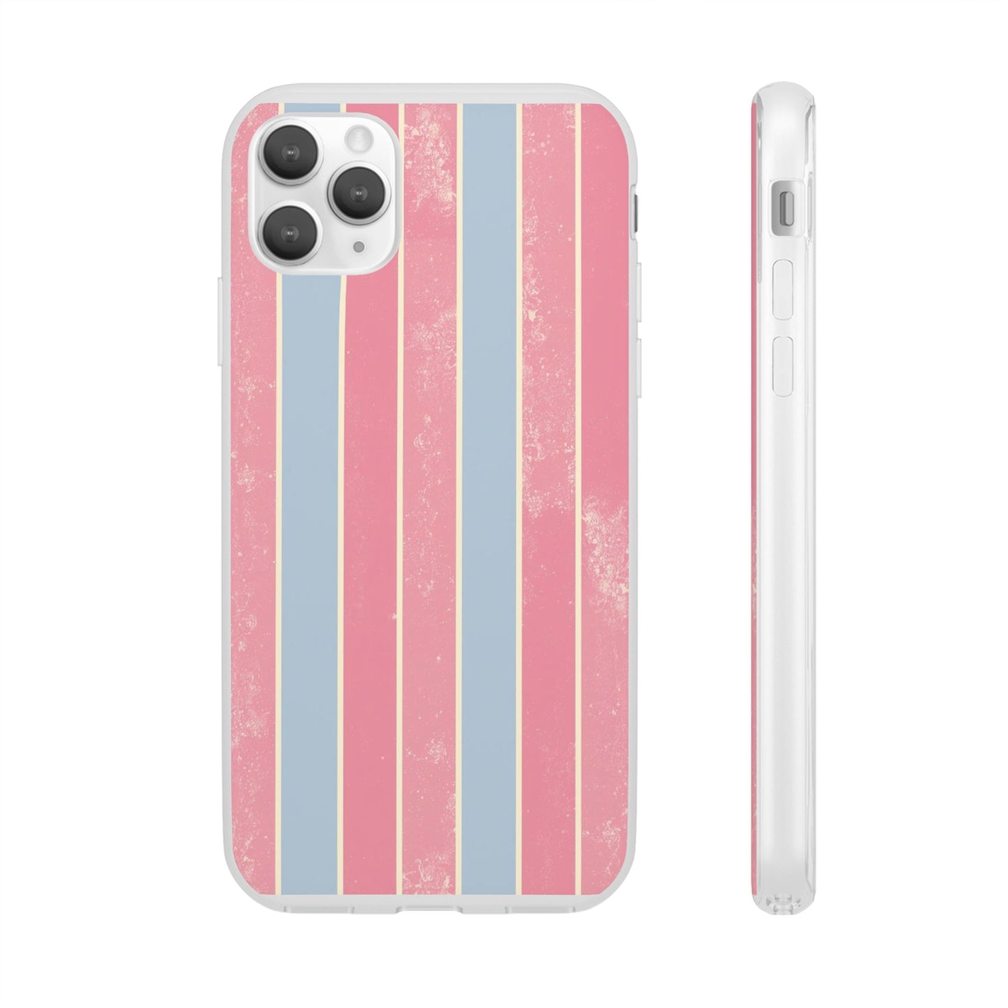 Striped Pink & Blue Phone Case — Retro Pastel Flexi Case