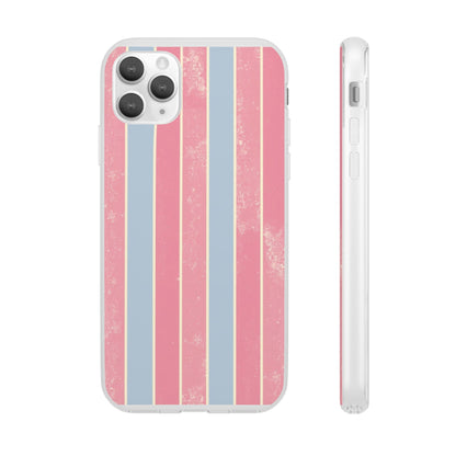 Striped Pink & Blue Phone Case — Retro Pastel Flexi Case