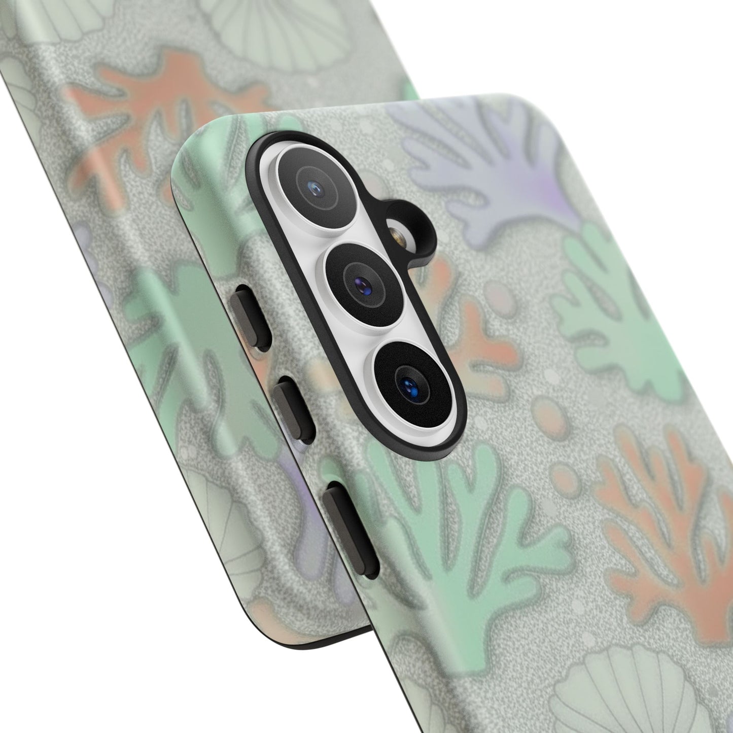 Pastel Coral Reef Tough Phone Case – Sea Shell & Coral Pattern Durable Protector