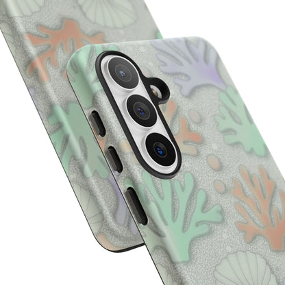 Pastel Coral Reef Tough Phone Case – Sea Shell & Coral Pattern Durable Protector