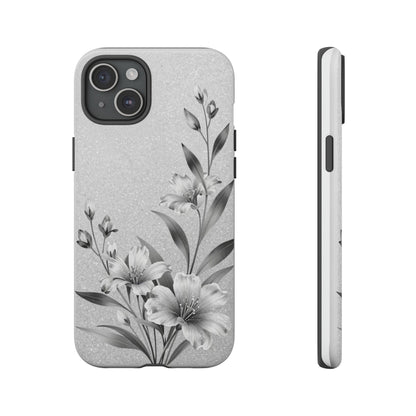 Floral Monochrome Phone Case — Elegant Black & White Lily Design