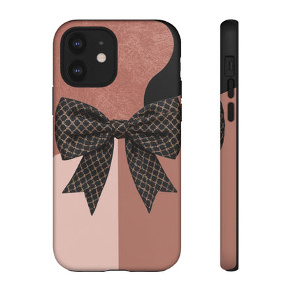 Bow Stripe Tough Phone Case – Pink Mauve Protective Cover