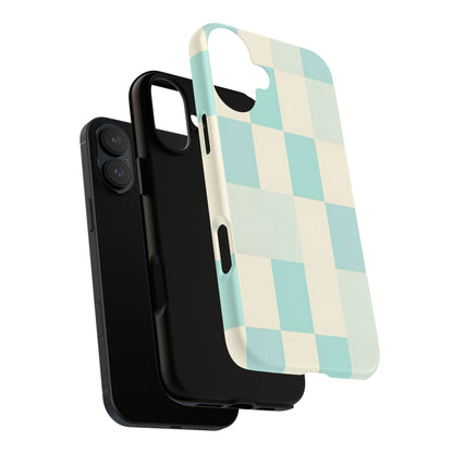 Pastel Checkerboard Tough Case – Mint & Cream Protective Phone Cover