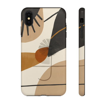Abstract Earth Tone Phone Case — Mid-Century Minimalist Tough Case