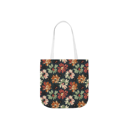 Floral Canvas Tote Bag — Vintage Autumn Daisy Print