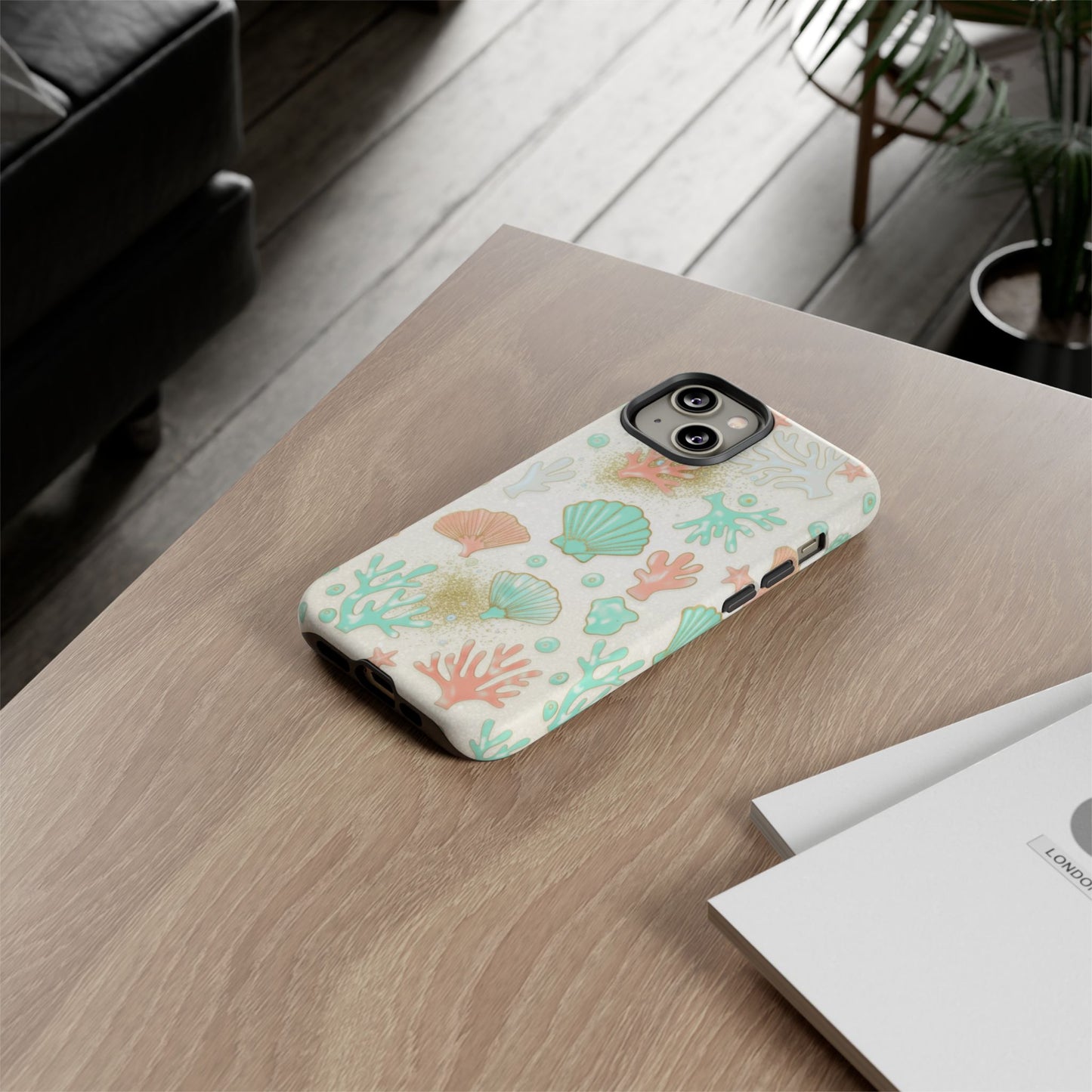 Seashell Coral Phone Case — Pastel Beach Shells Protective Tough Case