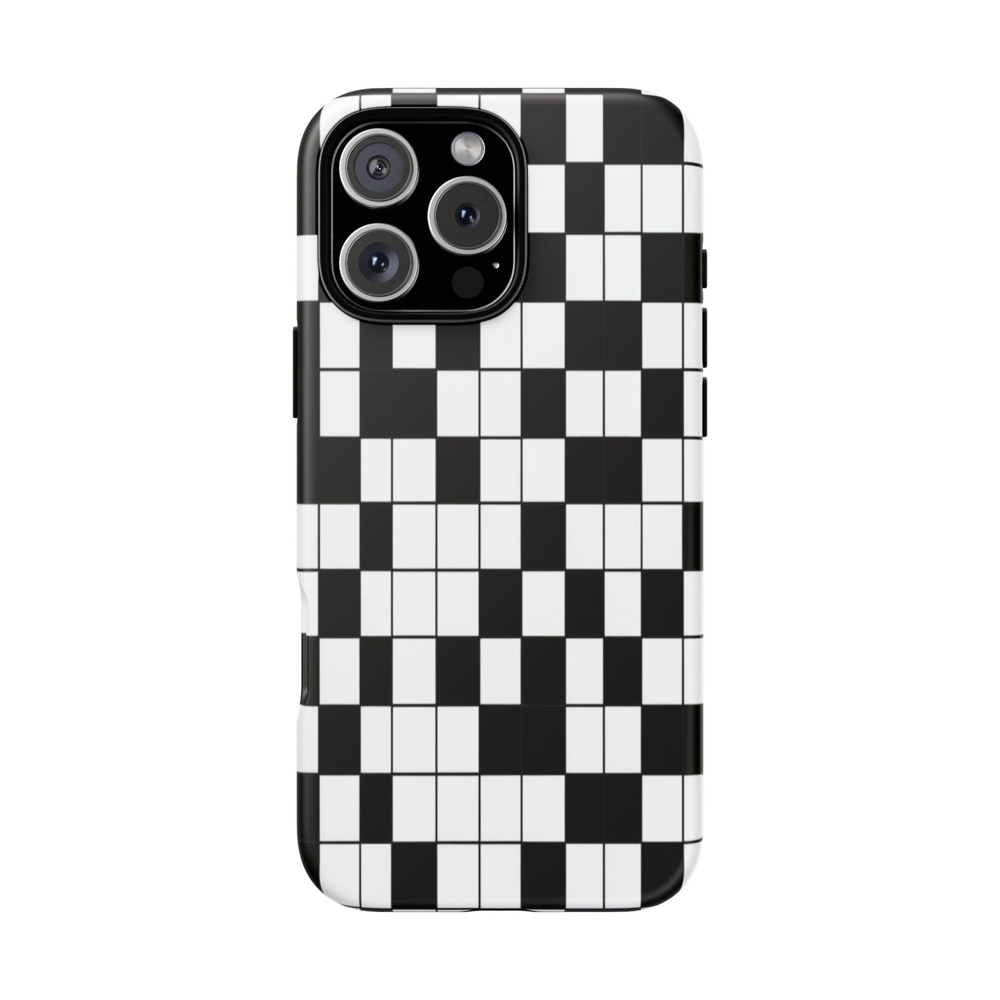 Crossword Grid Phone Case — Black & White Puzzle Pattern Tough Phone Cover