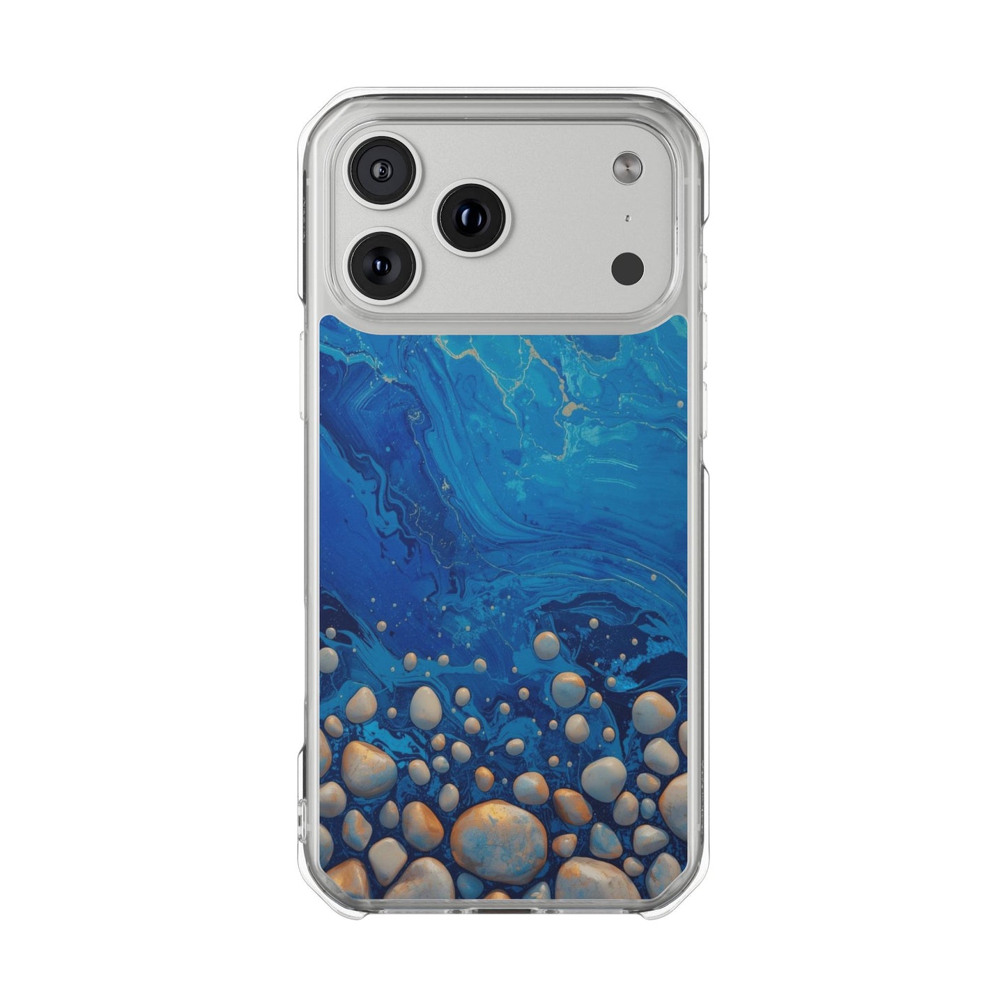 Clear Magnetic Phone Case — Blue Ocean Pebble Design