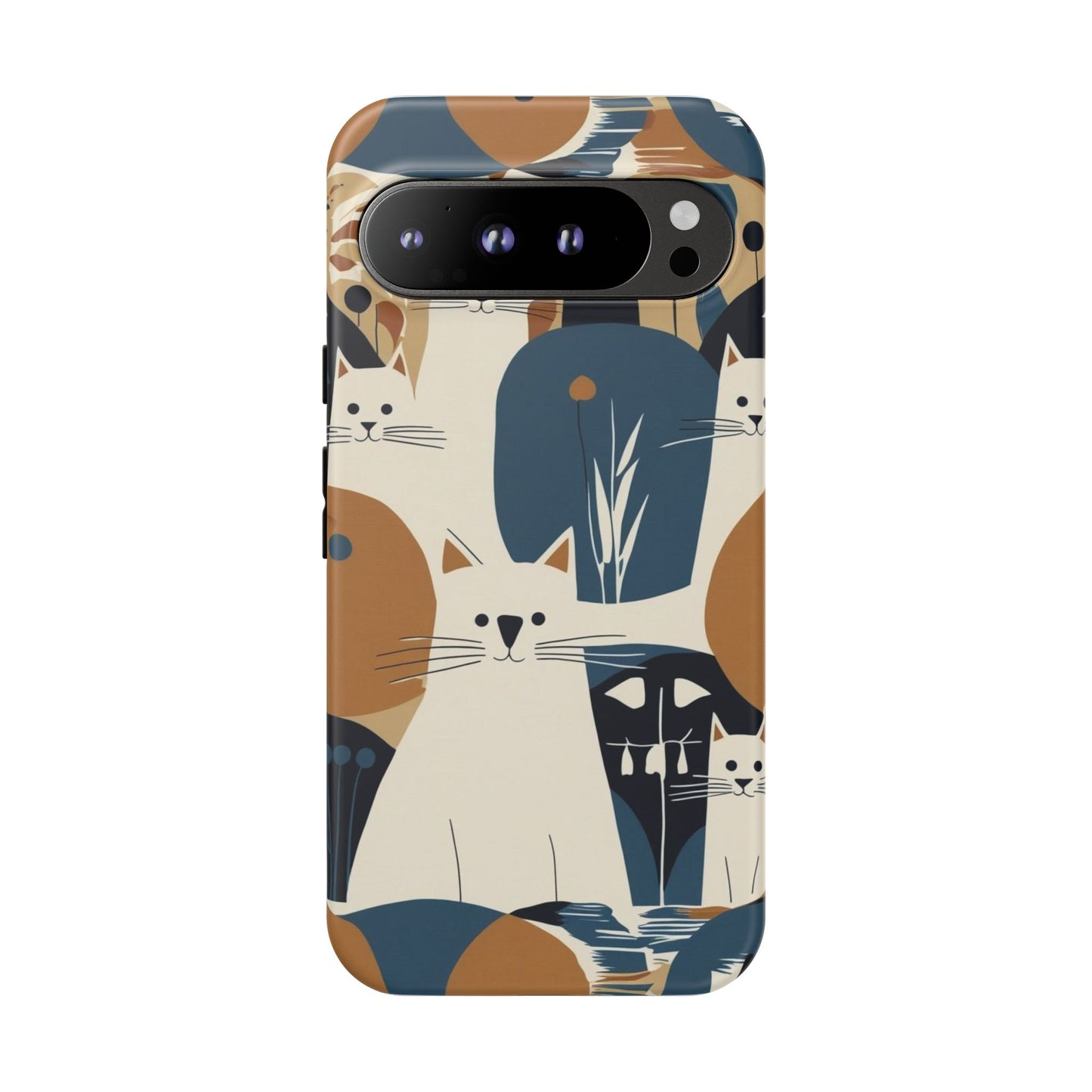 Cat Pattern Phone Case – Retro Abstract Cats Protective iPhone Cover