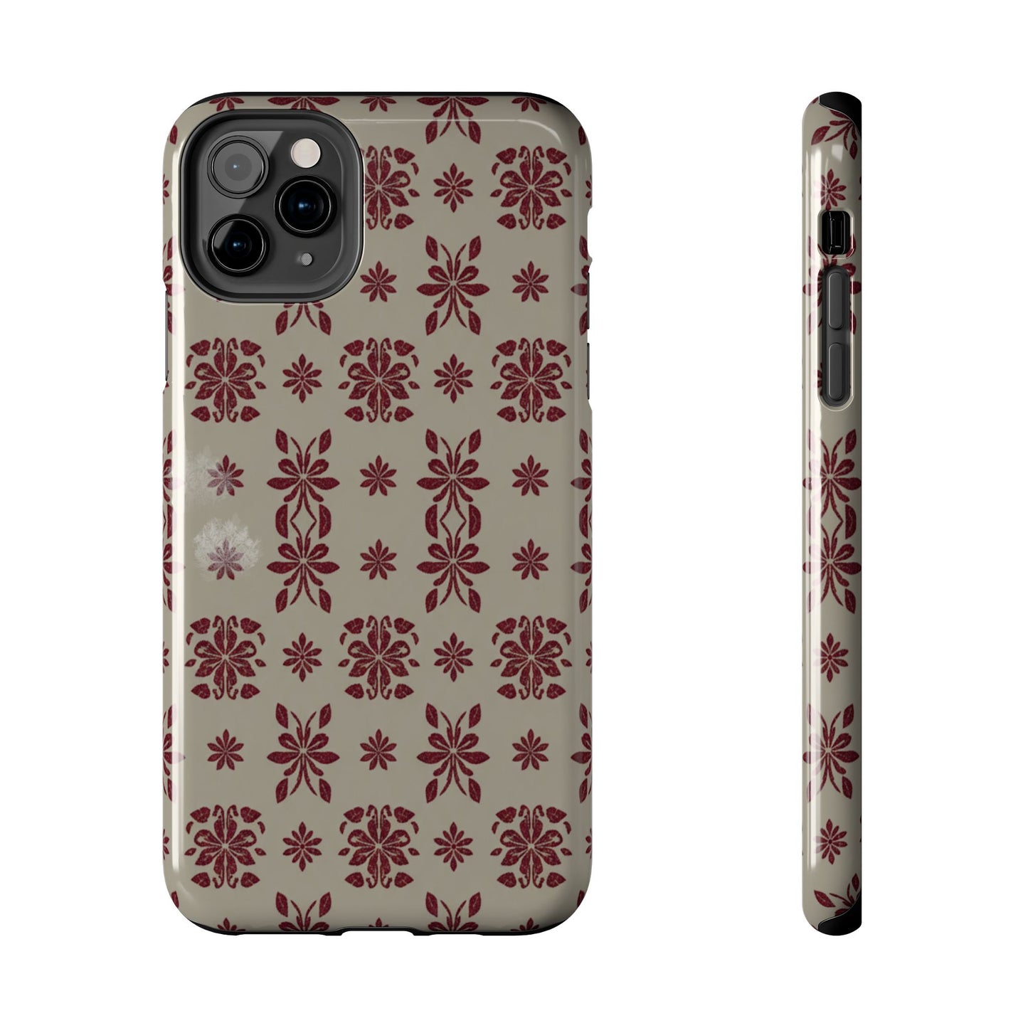 Tough Phone Case — Vintage Red Floral Pattern Protective Cover