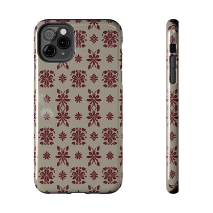 Tough Phone Case — Vintage Red Floral Pattern Protective Cover