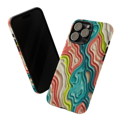 Abstract Contour Phone Case — Colorful Topographic Pattern Tough Case