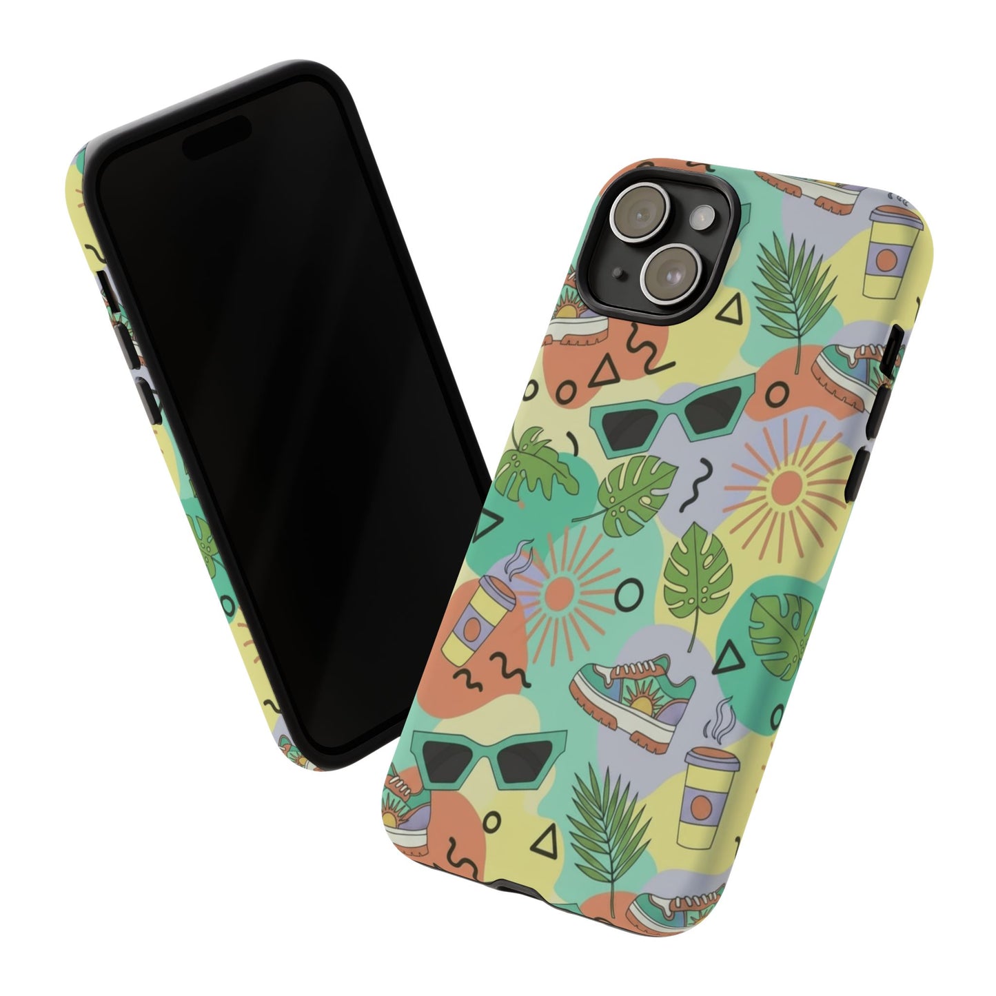 Tropical Summer Phone Case — Retro Sunglasses, Sneakers & Palm Pattern