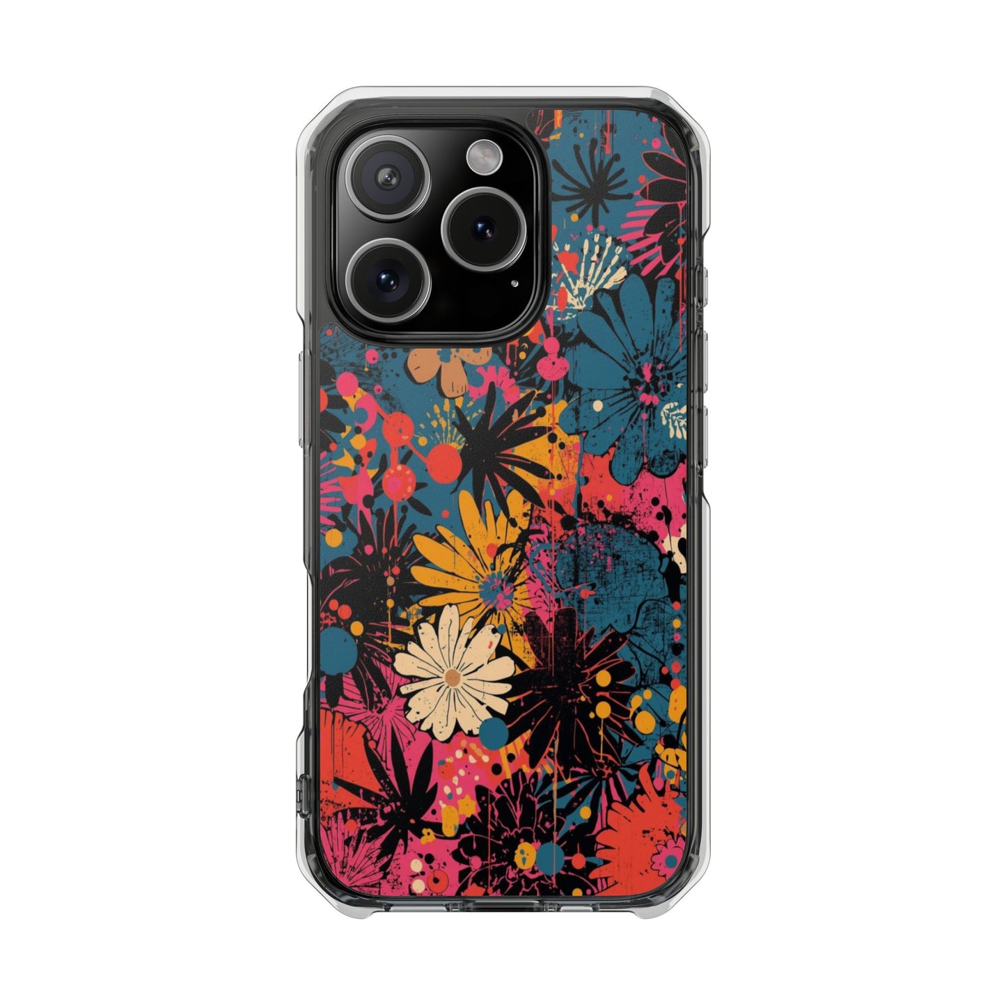 Clear Magnetic Phone Case — Colorful Floral Impact Protection