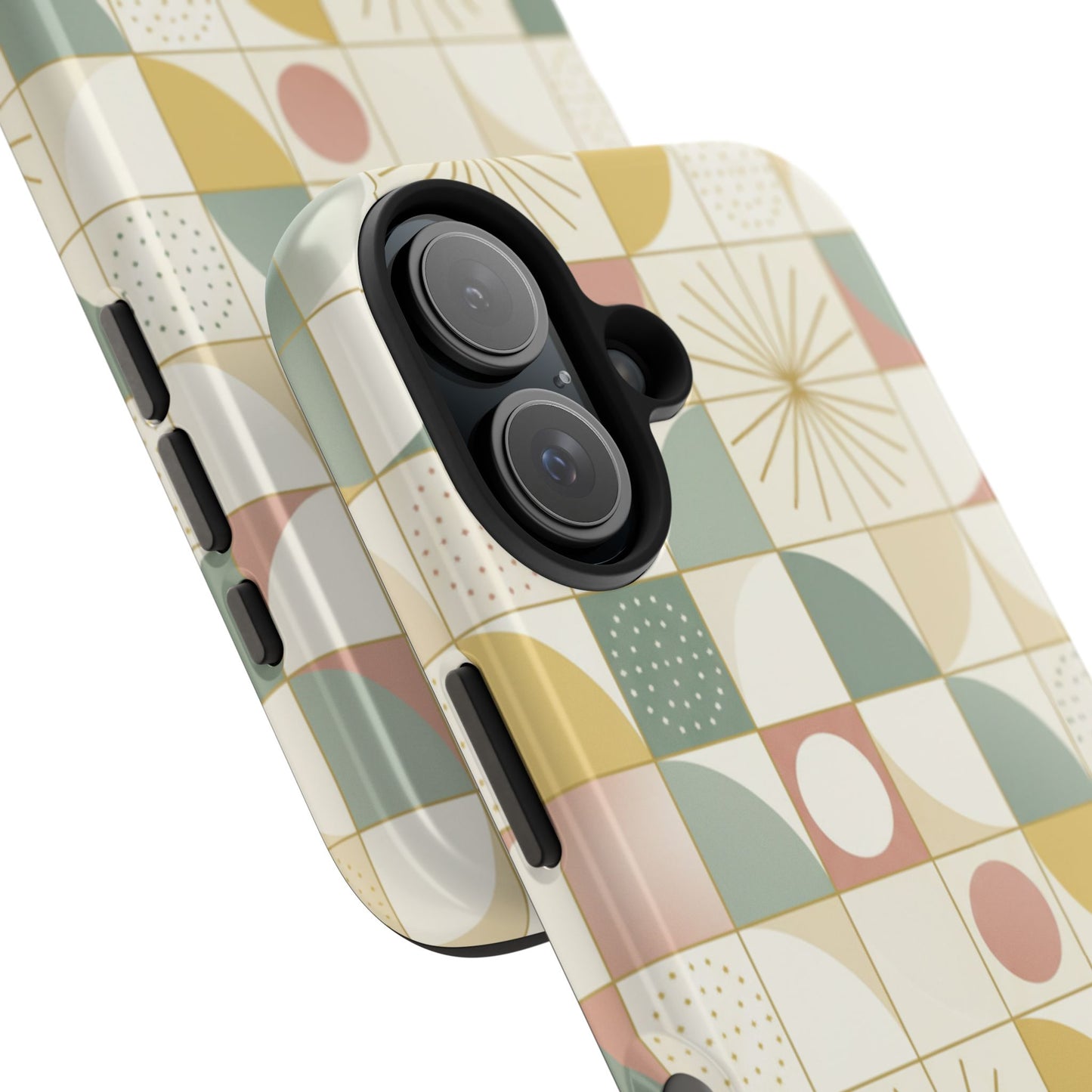Retro Geometric Tough Phone Case — Pastel Midcentury Pattern