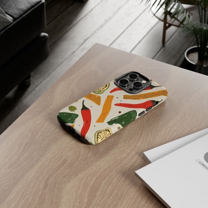 Spicy Peppers Phone Case – Colorful Chili, Lime & Citrus Pattern