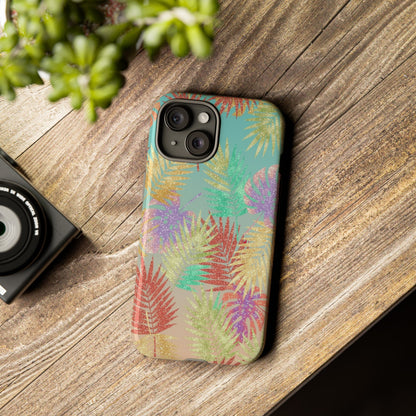 Tropical Palm Leaf Tough Phone Case – Colorful Pastel Botanical Protection