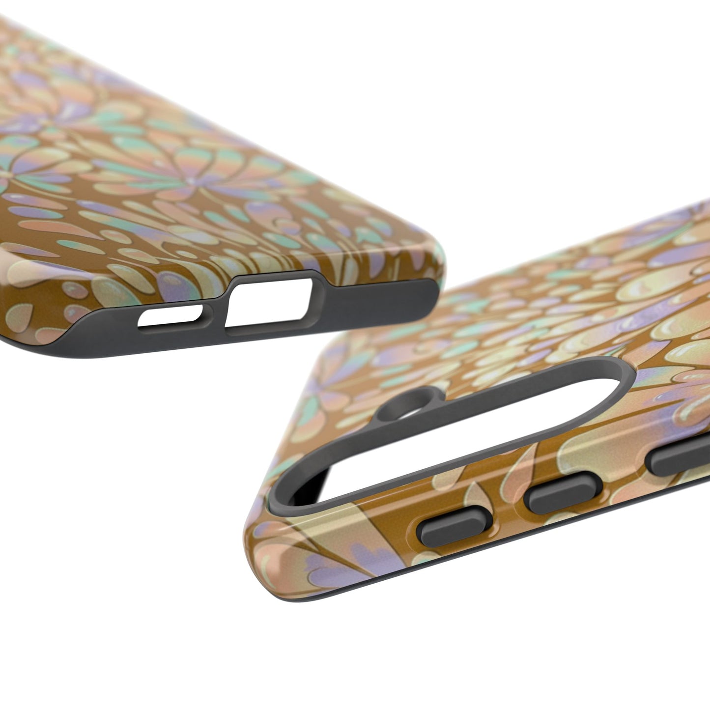 Floral Burst Tough Phone Case – Gold Pastel Botanical Protection