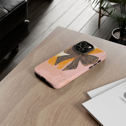 Bow Brushstroke Tough Phone Case — Pink & Mustard