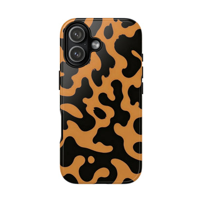 Leopard Print Phone Case — Orange & Black Tough Pattern Protective Cover