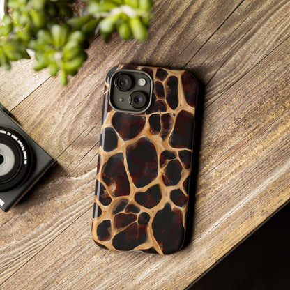 Phone Case — Brown Leather Dot Texture Rugged Protective Cover