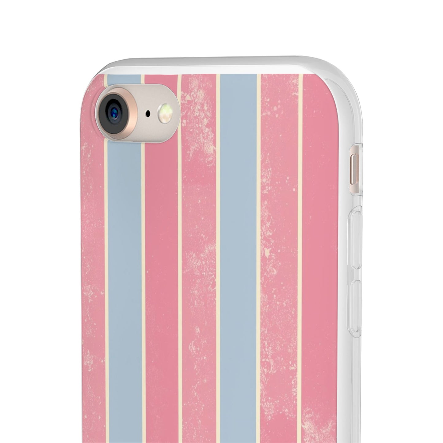 Striped Pink & Blue Phone Case — Retro Pastel Flexi Case