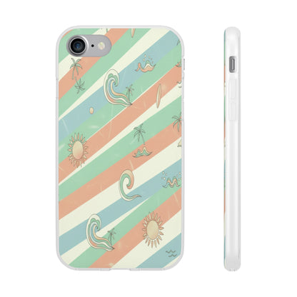Beach Vibes Phone Case — Retro Pastel Surf & Palm Protective Flexi Case