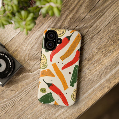 Spicy Peppers Phone Case – Colorful Chili, Lime & Citrus Pattern